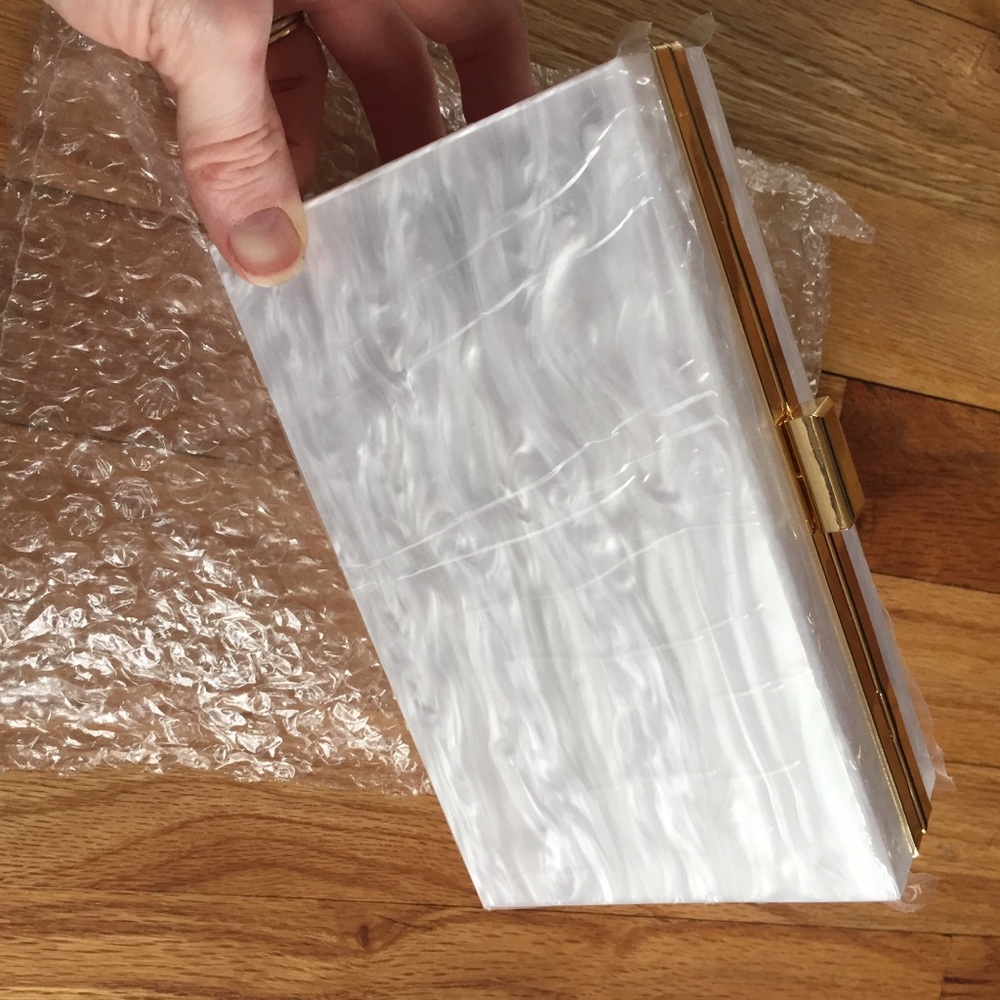 Rachel Zoe White and Gold Clutch